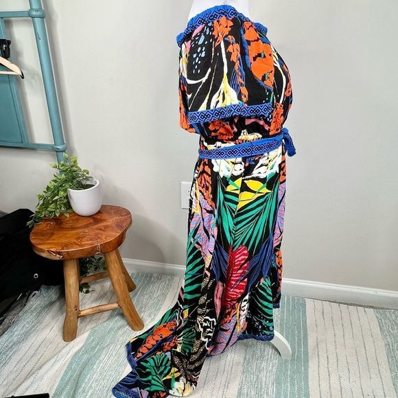 ✨ 3 for $25 ✨Flying Tomato Off The Shoulder Tropical Print Maxi Dress Size L - Picture 10 of 11
